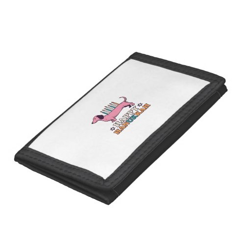 Happy Hanukkah Dachshund Menorah Dog Shirt Design_ Trifold Wallet