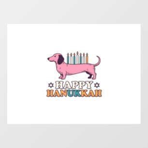 Happy Hanukkah Dachshund Menorah Dog Shirt Design_ Window Cling