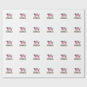 Happy Hanukkah Dachshund Menorah Dog Shirt Design_ Wrapping Paper