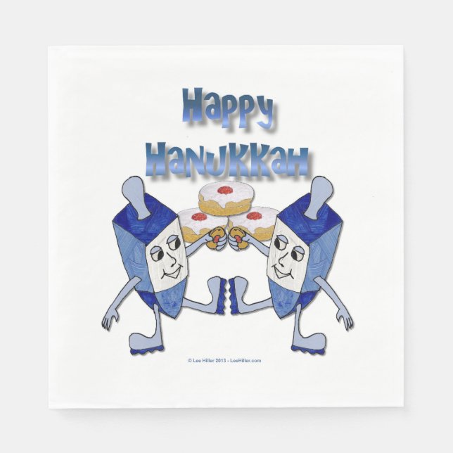 Happy Hanukkah Dancing Dreidels Doughnut Napkins (Front)