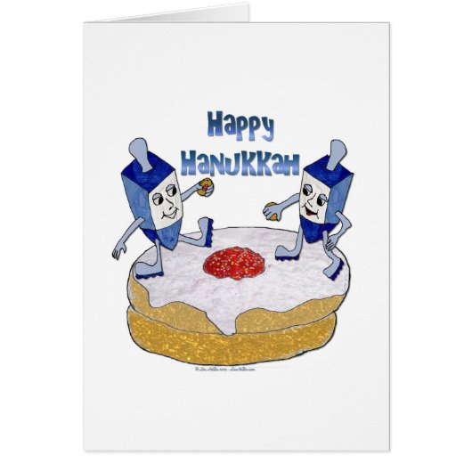 Happy Hanukkah Dancing Dreidels Jelly Donut (Front)
