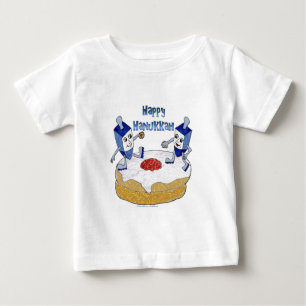 Happy Hanukkah Dancing Dreidels Jelly Doughnut Baby T-Shirt