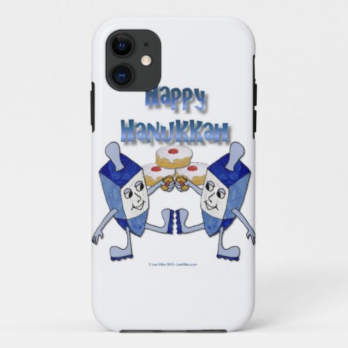 Happy Hanukkah Dancing Dreidels Jelly Doughnut iPhone 11 Case