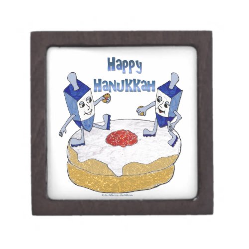 Happy Hanukkah Dancing Dreidels Jelly Doughnut Keepsake Box