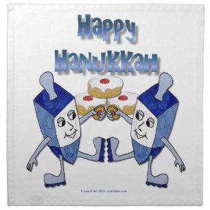 Happy Hanukkah Dancing Dreidels Jelly Doughnut Napkin