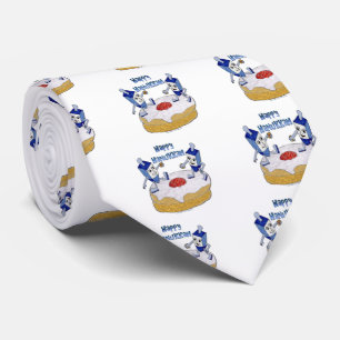 Happy Hanukkah Dancing Dreidels Jelly Doughnut Neck Tie