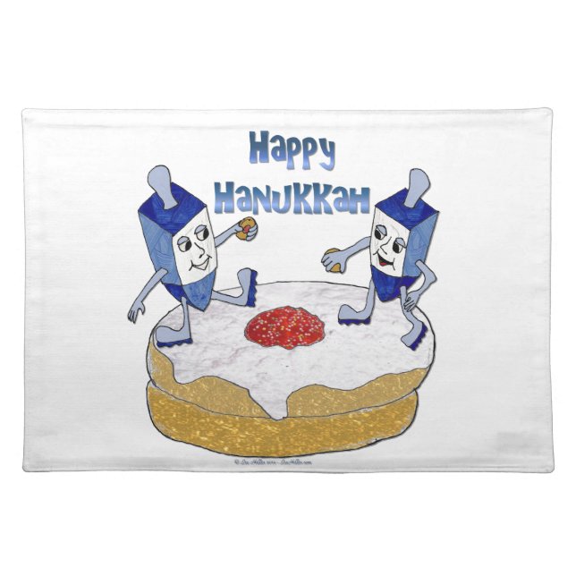 Happy Hanukkah Dancing Dreidels Jelly Doughnut Placemat (Front)