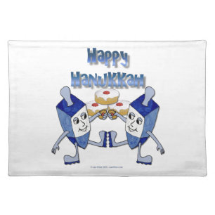 Happy Hanukkah Dancing Dreidels Jelly Doughnut Placemat