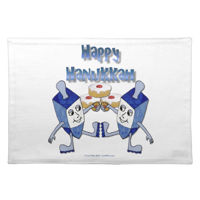 Happy Hanukkah Dancing Dreidels Jelly Doughnut Placemat (Front)