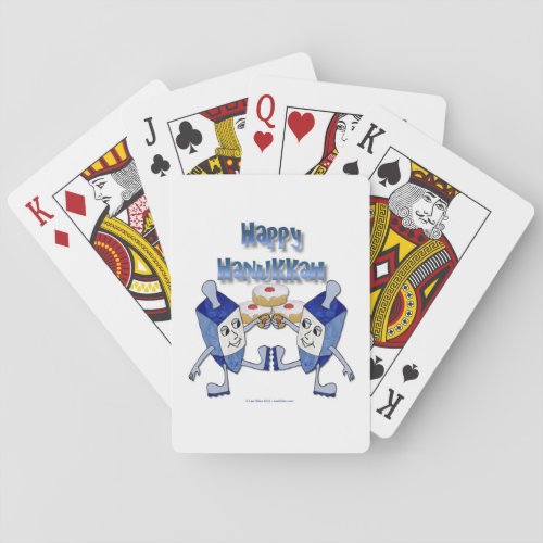 Happy Hanukkah Dancing Dreidels Jelly Doughnut Poker Cards