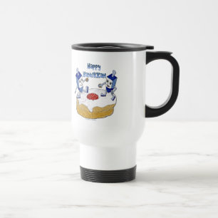 Happy Hanukkah Dancing Dreidels Jelly Doughnut Travel Mug