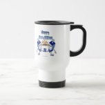 Happy Hanukkah Dancing Dreidels Jelly Doughnut Travel Mug<br><div class="desc">You are viewing The Lee Hiller Design Collection. Apparel,  Gifts & Collectibles Lee Hiller Photography or Digital Art Collection. You can view her Nature photography at http://HikeOurPlanet.com/ and follow her hiking blog within Hot Springs National Park.</div>