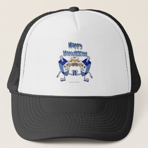 Happy Hanukkah Dancing Dreidels Jelly Doughnut Trucker Hat