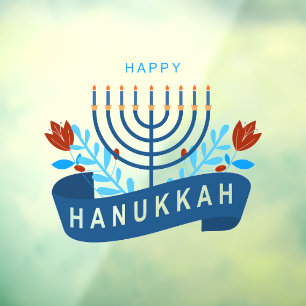 Happy Hanukkah Decoration Menorah Window Cling