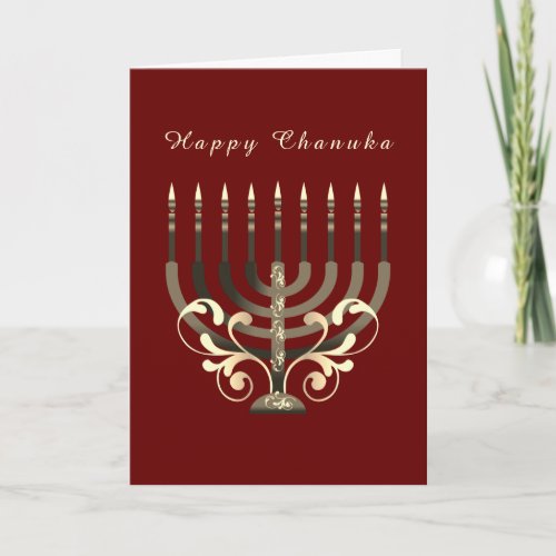 Happy Hanukkah decorative menorah Star  of David Card