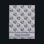 HAPPY HANUKKAH Dreidel Modern SILVER GRAY Navy Fleece Blanket<br><div class="desc">Modern silver gray FLEECE BLANKET to celebrate HANUKKAH. Silver gray and navy color theme with all over midnight blue DREIDEL print. There is customizable placeholder text which says HAPPY HANUKKAH so you can personalize with your own greeting and/or name (of similar length). Matching home decor and other items are available...</div>