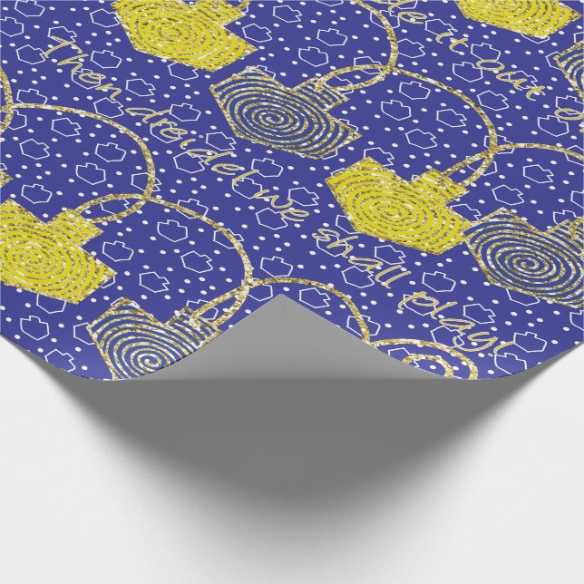 "Happy Hanukkah Dreidel Pinwheels" Wrapping Paper (Corner)