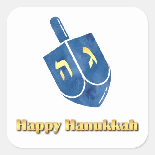Happy Hanukkah Dreidel Square Sticker