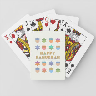Happy Hanukkah Dreidels and Stars Playing Cards