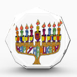 Happy Hanukkah Dreidels Menorah Acrylic Award<br><div class="desc">You are viewing The Lee Hiller Design Collection. Apparel,  Gifts & Collectibles Lee Hiller Photography or Digital Art Collection. You can view her Nature photography at http://HikeOurPlanet.com/ and follow her hiking blog within Hot Springs National Park.</div>