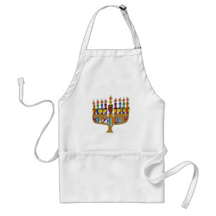 Happy Hanukkah Dreidels Menorah Adult Apron
