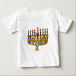 Happy Hanukkah Dreidels Menorah Baby T-Shirt<br><div class="desc">You are viewing The Lee Hiller Design Collection. Apparel,  Gifts & Collectibles Lee Hiller Photography or Digital Art Collection. You can view her Nature photography at http://HikeOurPlanet.com/ and follow her hiking blog within Hot Springs National Park.</div>