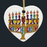 Happy Hanukkah Dreidels Menorah Ceramic Ornament<br><div class="desc">You are viewing The Lee Hiller Design Collection. Apparel,  Gifts & Collectibles Lee Hiller Photography or Digital Art Collection. You can view her Nature photography at http://HikeOurPlanet.com/ and follow her hiking blog within Hot Springs National Park.</div>