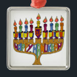 Happy Hanukkah Dreidels Menorah Metal Ornament<br><div class="desc">You are viewing The Lee Hiller Design Collection. Apparel,  Gifts & Collectibles Lee Hiller Photography or Digital Art Collection. You can view her Nature photography at http://HikeOurPlanet.com/ and follow her hiking blog within Hot Springs National Park.</div>
