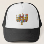 Happy Hanukkah Dreidels Menorah Trucker Hat<br><div class="desc">You are viewing The Lee Hiller Design Collection. Apparel,  Gifts & Collectibles Lee Hiller Photography or Digital Art Collection. You can view her Nature photography at http://HikeOurPlanet.com/ and follow her hiking blog within Hot Springs National Park.</div>