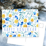 Happy Hanukkah Driedel Gelt Watercolor CUSTOM Postcard<br><div class="desc">Customize this hand painted card by clicking "personalize" and adding your own text over the cute background or on the back side. Check my shop for more colors and designs or let me know if you'd like something custom. Thanks for shopping with me!</div>