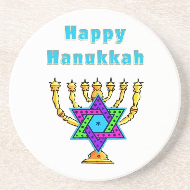 Happy Hanukkah Drink Coaster (Front)