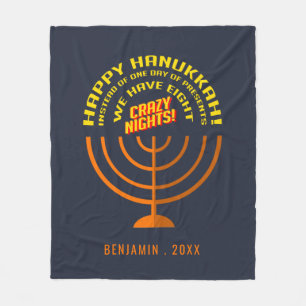 Happy Hanukkah Eight Nights of Celebration Fleece Blanket