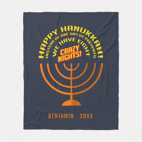 Happy Hanukkah Eight Nights of Celebration Fleece Blanket