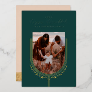 Happy Hanukkah Elegant Golden Menorah Photo Arch Foil Holiday Card