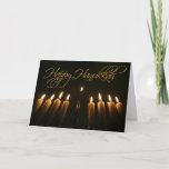 Happy Hanukkah Elegant Menorah Candles Holiday Card<br><div class="desc">This lovely card is a beautiful way to wish your friends and family a happy Hanukkah. It features a striking photo of a burning menorah shot from below, giving it an artistic and unique look. Inside there is space for your photo as well as a personal message and your signature....</div>