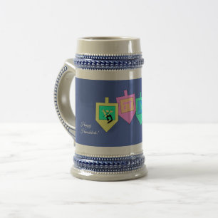 Happy Hanukkah English Hebrew Beer Stein