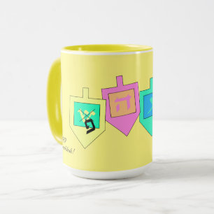 Happy Hanukkah English Hebrew Mug