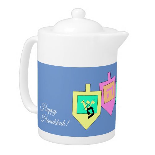 Happy Hanukkah English Hebrew Teapot