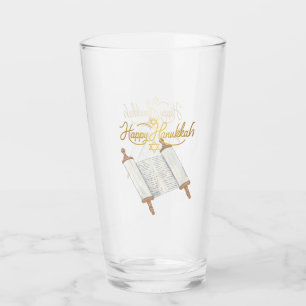 Happy Hanukkah Entertaining Glass