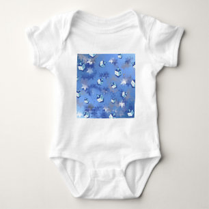 Happy Hanukkah Falling Star and Dreidels Baby Bodysuit