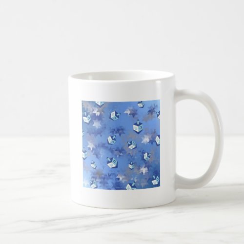 Happy Hanukkah Falling Star and Dreidels Coffee Mug