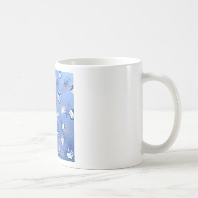 Happy Hanukkah Falling Star and Dreidels Coffee Mug (Right)