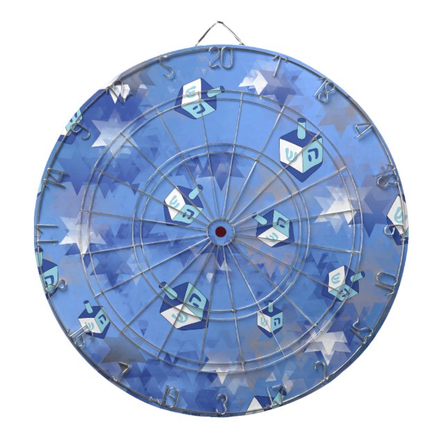 Happy Hanukkah Falling Star and Dreidels Dart Board (Front)
