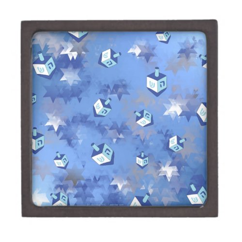 Happy Hanukkah Falling Star and Dreidels Keepsake Box