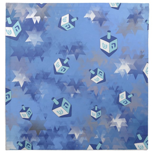 Happy Hanukkah Falling Star and Dreidels Napkin (Front)