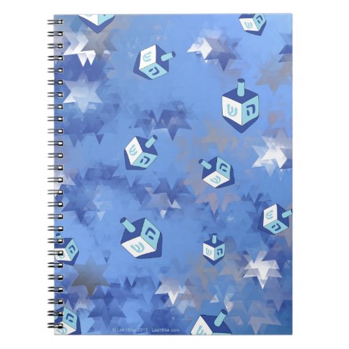 Happy Hanukkah Falling Star and Dreidels Notebook