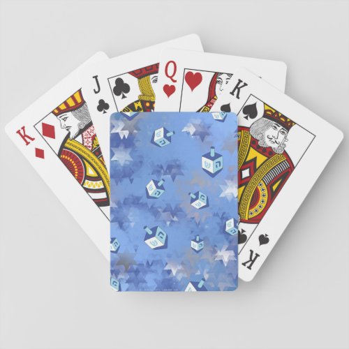 Happy Hanukkah Falling Star and Dreidels Poker Cards