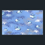 Happy Hanukkah Falling Star and Dreidels Rectangular Sticker<br><div class="desc">You are viewing The Lee Hiller Design Collection. Apparel,  Gifts & Collectibles Lee Hiller Photography or Digital Art Collection. You can view her Nature photography at http://HikeOurPlanet.com/ and follow her hiking blog within Hot Springs National Park.</div>