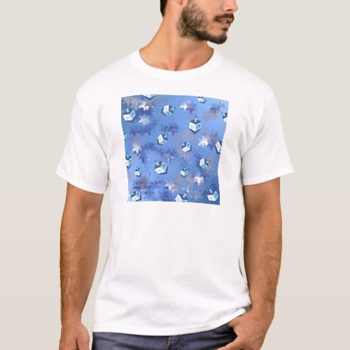 Happy Hanukkah Falling Star and Dreidels T_Shirt