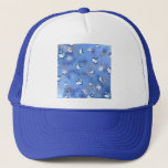 Happy Hanukkah Falling Star and Dreidels Trucker Hat<br><div class="desc">You are viewing The Lee Hiller Design Collection. Apparel,  Gifts & Collectibles Lee Hiller Photography or Digital Art Collection. You can view her Nature photography at http://HikeOurPlanet.com/ and follow her hiking blog within Hot Springs National Park.</div>